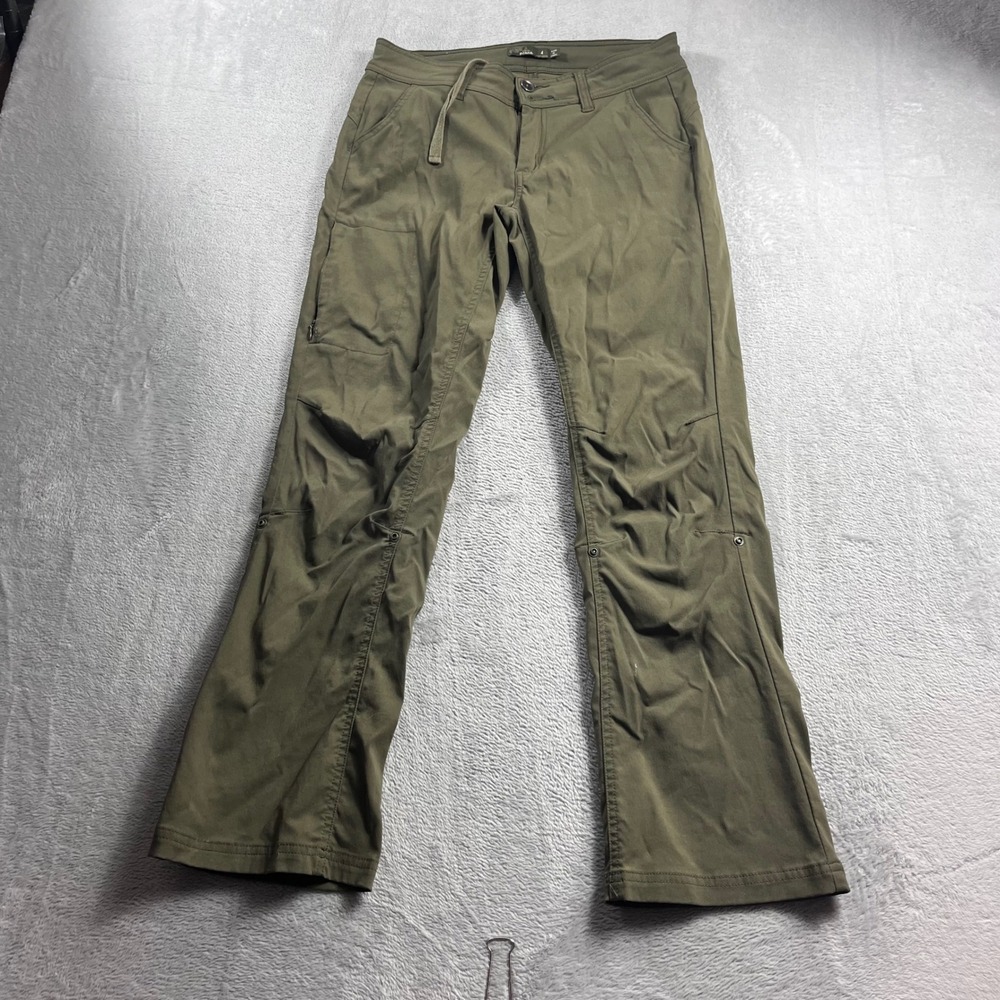 Prana Halle Women 4 Short Olive Green Hiking Outdoor Roll Up Straight Leg Pants